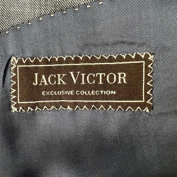Jack Victor Loro Piana Men's Gray Super 130s‎Two Button Plaid Blazer 40